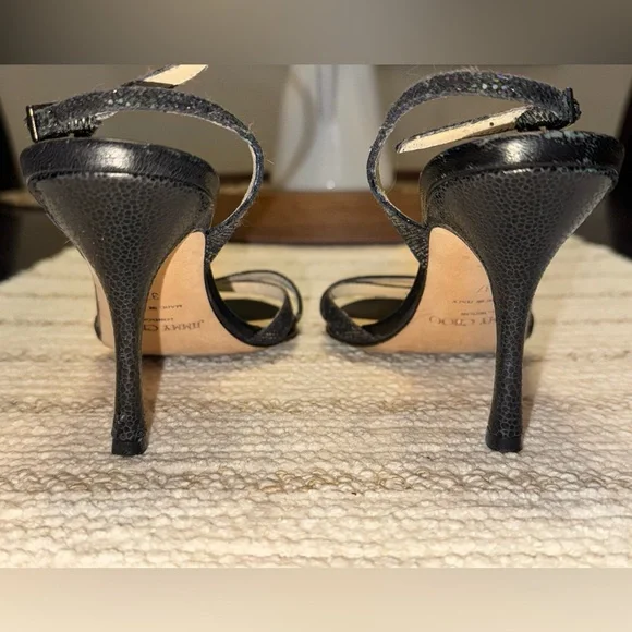 Jimmy Choo Black Strappy Ankle-Heel Sandals - Picture 4 of 5